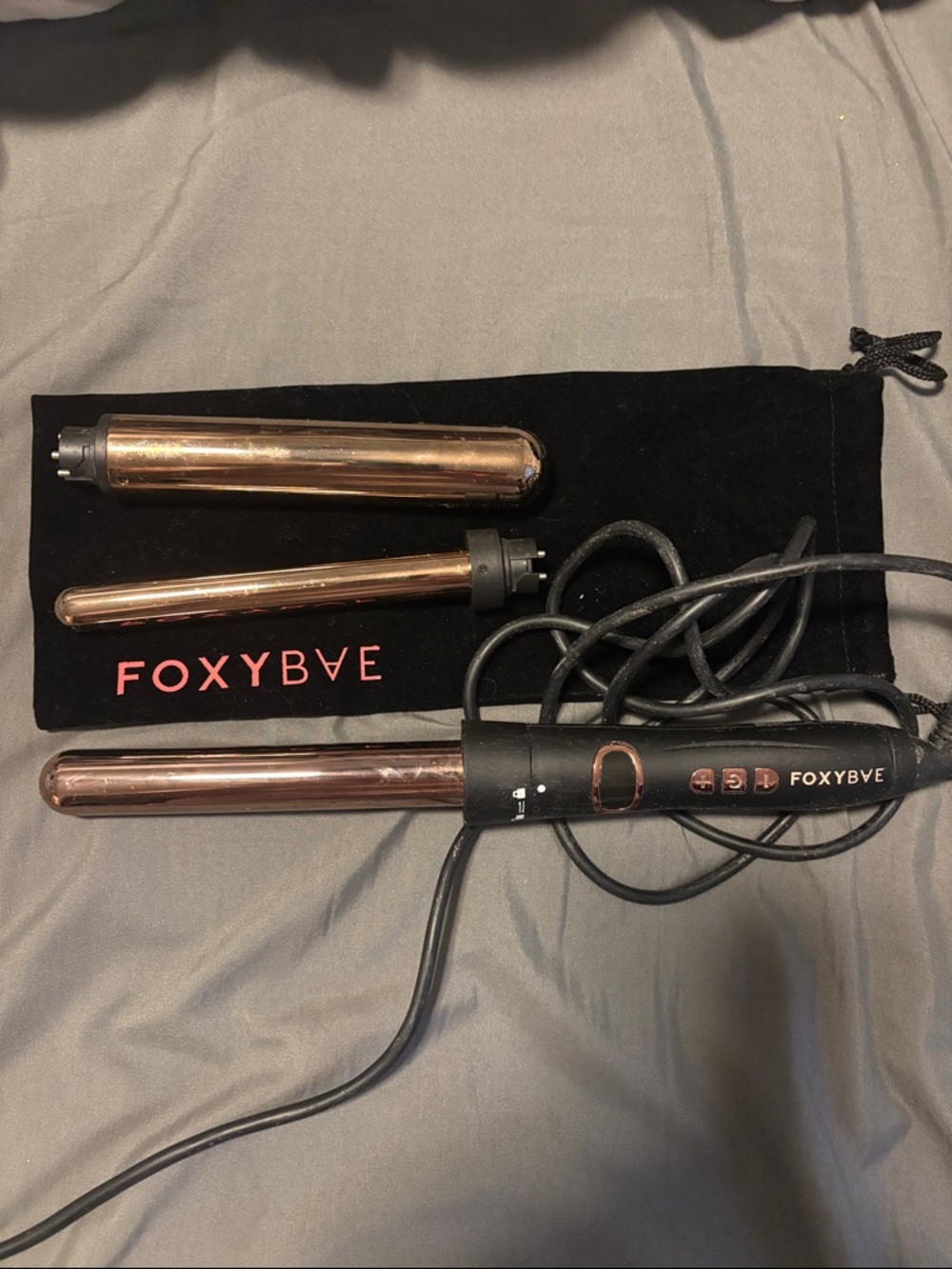 FoxyBae 3-in-1 Curling Wand Set in Rose Gold